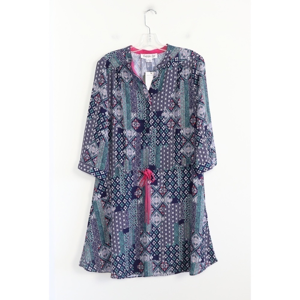 NWT Fresh FX abstract print dress fun new country peasant bohemian fun summer M